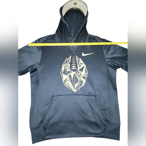 Nike Men's Blue Hoodie with Geometric Design - Picture 2 of 4